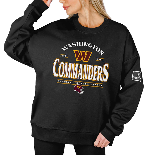 Women's Washington Commanders Gameday Couture Black Oversized Players Only Black Label Pullover Sweatshirt(Run Small)
